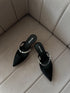 Crystal Embedded Slid On Pointy Toe Heel